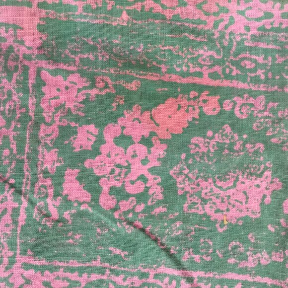 Vtg Douglas Ram Samuj Pink & Green Abstract Hand Printed Textile Yardage Fabric - Picture 10 of 14
